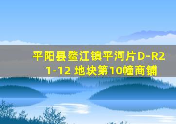 平阳县鳌江镇平河片D-R21-12 地块第10幢商铺